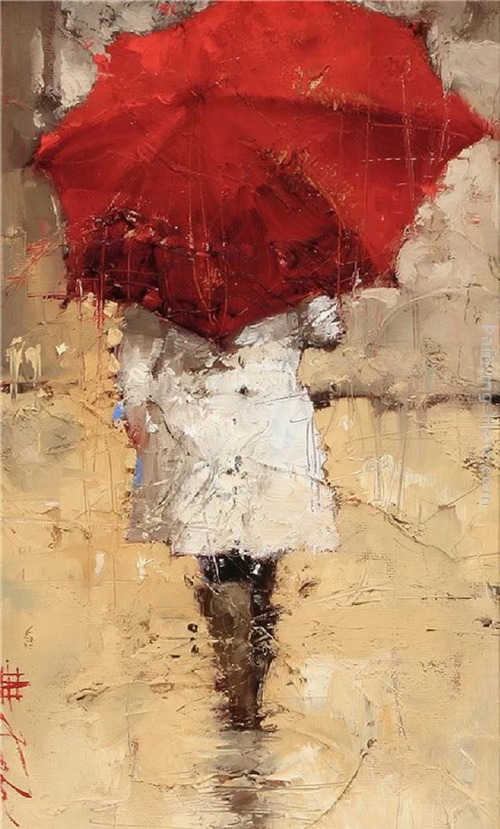 Red umbrella ii painting - 2011 Red umbrella ii art painting